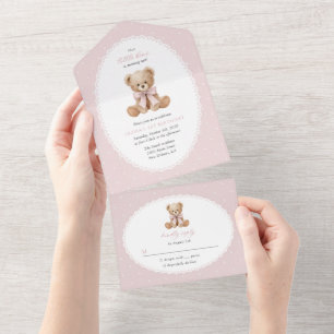 Urso de Pelúcia, Laço, Bolinhas Cor-de-Rosa, Prime