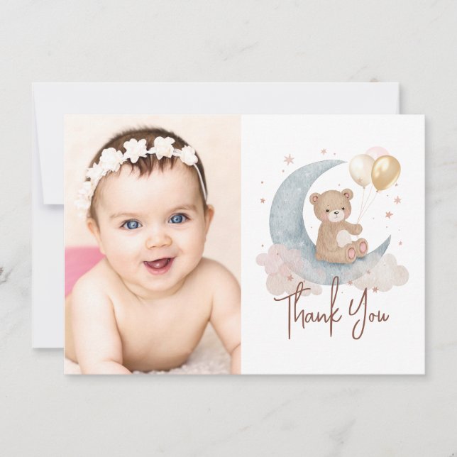 Urso de Pelúcia Personalizado Foto Cartão de Agrad (Frente)