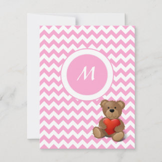 Urso de pelúcia rosa Chevron Zigzag