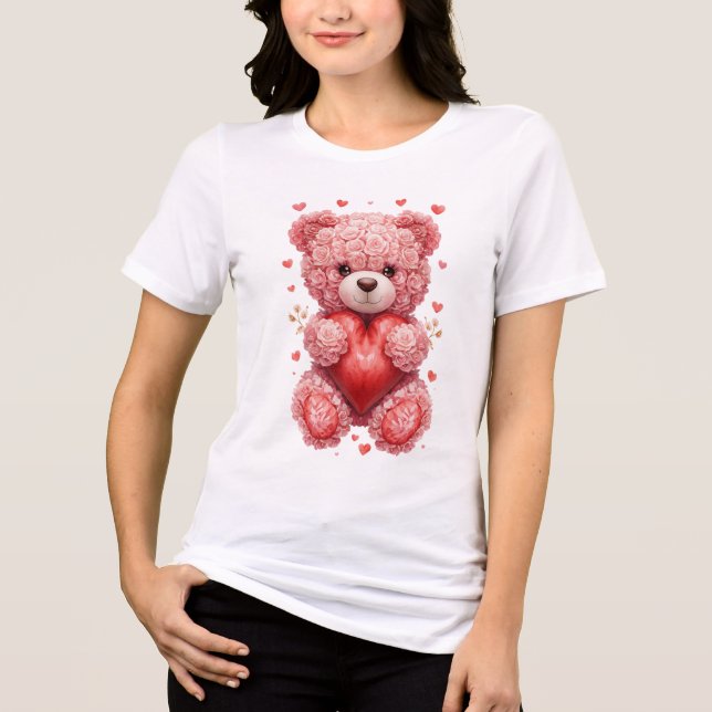 Urso de Pelúcia Rosa Vermelha – Presente de Dia do (Frente)