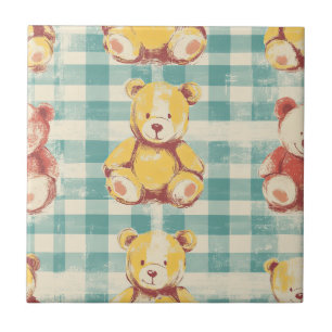 Urso de pelúcia Vintage Shabby Chic com padrão Xad