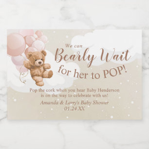 Urso de Teddy com Balões Cor-de-Rosa Mini Vinho Es