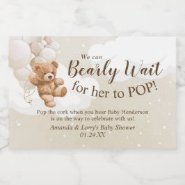 Urso de Teddy com Balões MiniRótulo de Vinho Espum