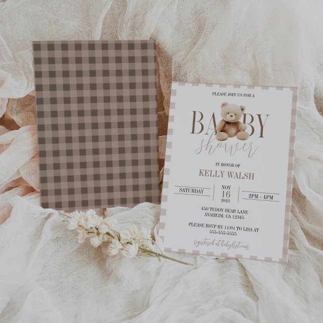 Urso de Teddy Convite ao Chá de fraldas Urso Neutr (Criador carregado)