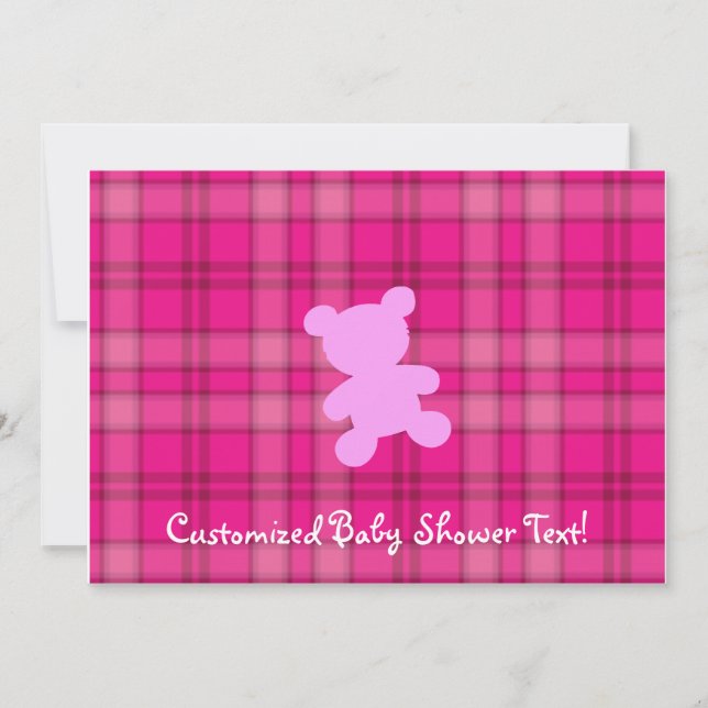 Urso de Teddy - Convite Rosa Chá de fraldas (Frente)