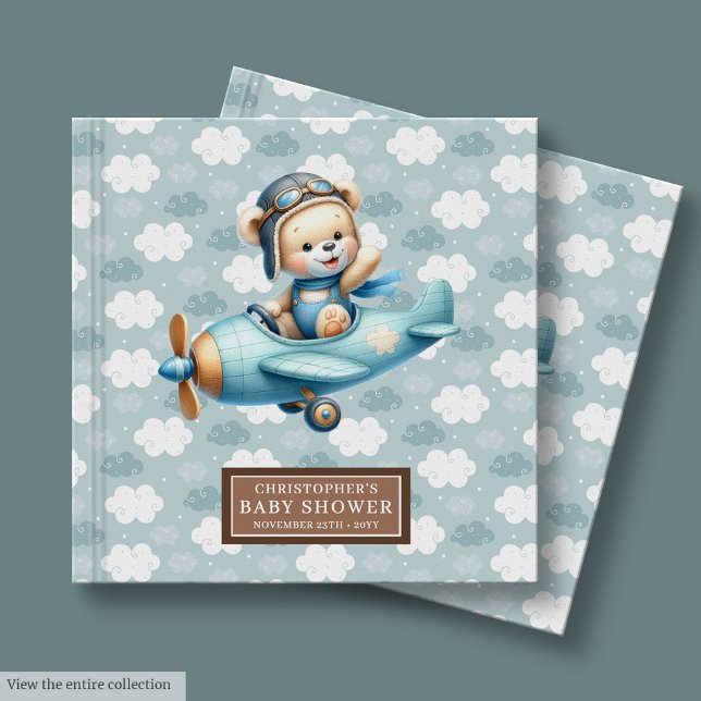 Urso de Teddy do Livro de Chás de fraldas Personal (Personalized Boy Baby Shower Guest Book Teddy Bear Pilot)