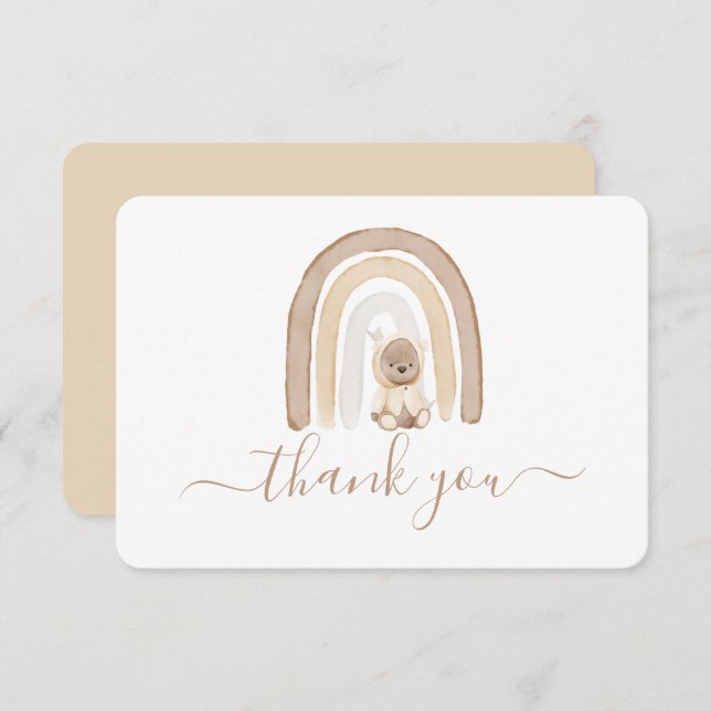 Urso de Teddy e cartões de agradecimentos Arco-Íri (Frente/Verso)