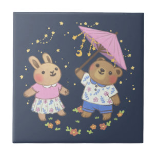 Urso de Teddy e Coelhinho sob a Ilustração das Est