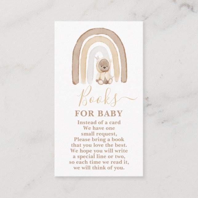 Urso de Teddy e Livros Arco-Íris para Cartão de Be (Frente)