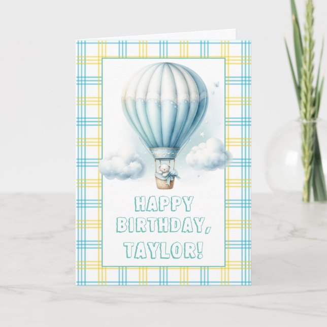 Urso de Teddy no Balão Aéreo #29 - Feliz Cartão de (Frente)