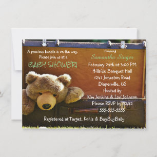 Urso de Teddy no Convite ao Chá de fraldas