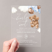 Urso De Teddy, Urso De Bebê, Balões Azuis, Chá de 