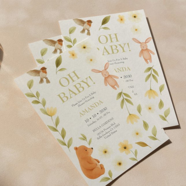 Urso de Woodland e Convite para Chás de fraldas de (Criador carregado)