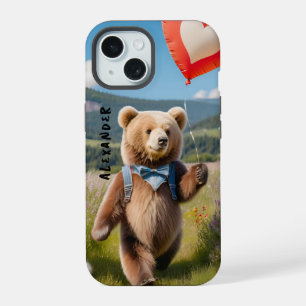 Urso Doce Segurando Balão Em Forma De Coração