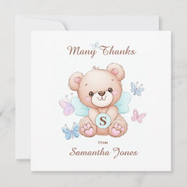 Urso e Borboletas Cartões de agradecimentos Person