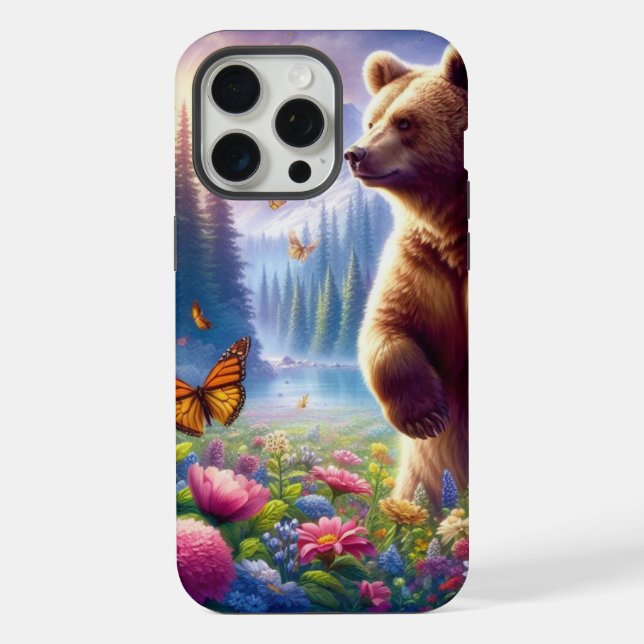 Urso e borboletas fofos e coloridos (Verso)