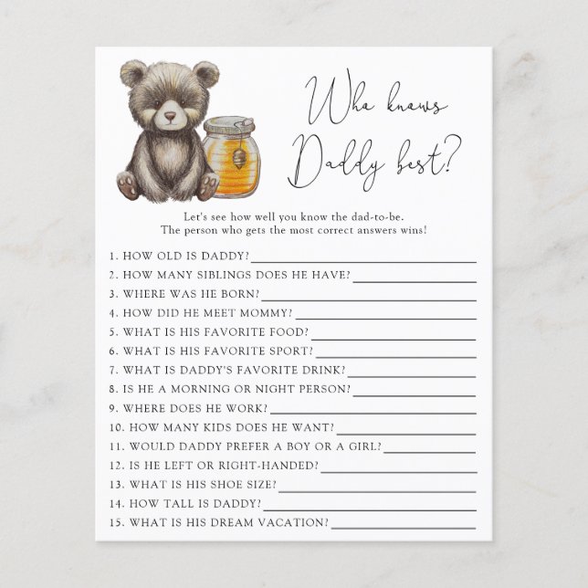 Urso e mel - Quem conhece melhor o Pai (Frente)