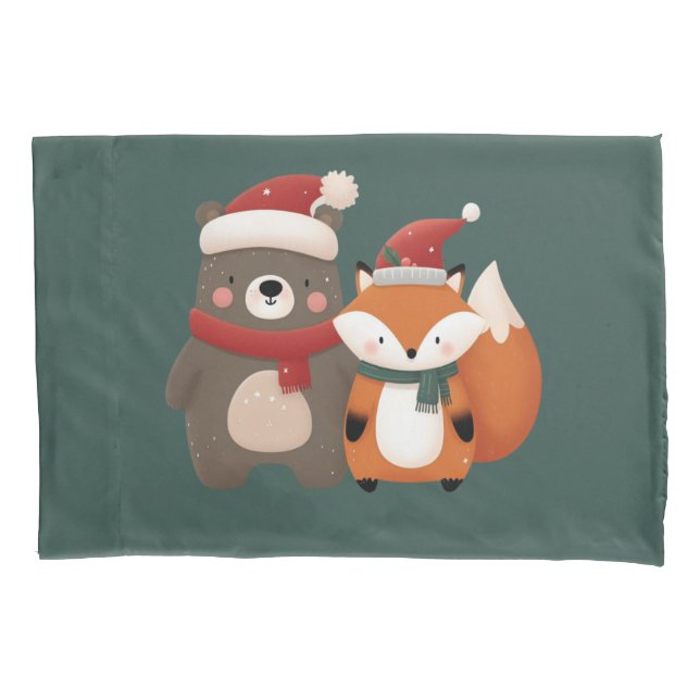 Urso e Raposa Fofos de Natal/Inverno (Frente)