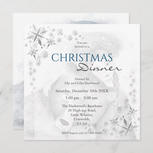 Urso encantador e Convite de festas festivo (Frente/Verso)