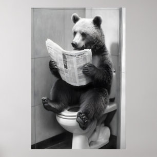 Urso Engraçado Impressão Banheiro, Jornal do Banhe