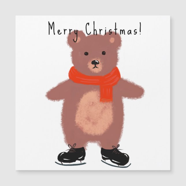Urso engraçado nos skates de inverno (Frente)