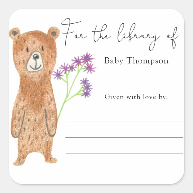 Urso - etiqueta para presente de baby shower (Frente)