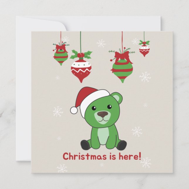 Urso Feliz Natal Animais de Inverno Ursos Convite (Frente)