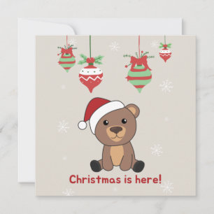 Urso Feliz Natal Animais de Inverno Ursos Convite