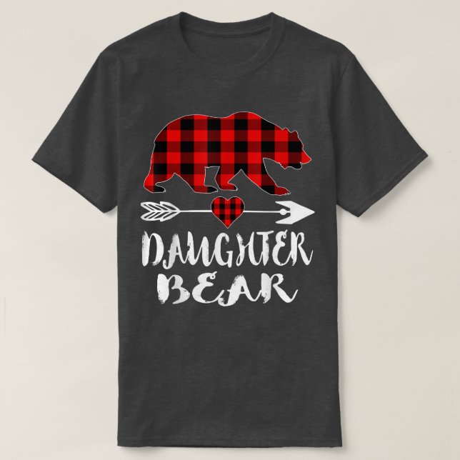 Urso Filha da Xadrez Vermelha Camisa Família Buffa (Frente do Design)