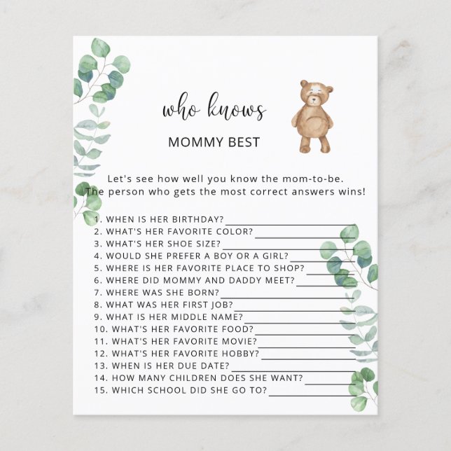 Urso floral Quem sabe melhor da mamãe (Frente)
