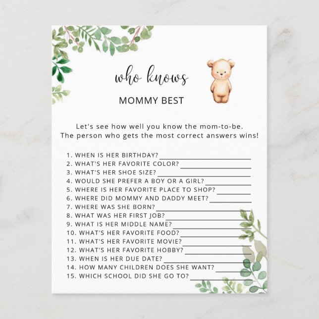 Urso floral Quem sabe melhor mamãe (Frente)