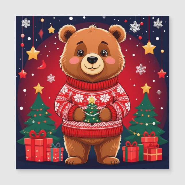 Urso Fofo de Suéter de Natal (Frente)