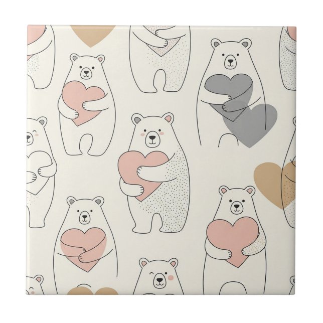 Urso Fofo e Corações -- Berçário Pastel (4) (Frente)