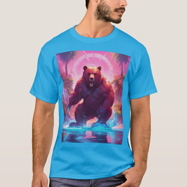 Urso Grizzly Majestoso na Camiseta Florestal" (Frente)