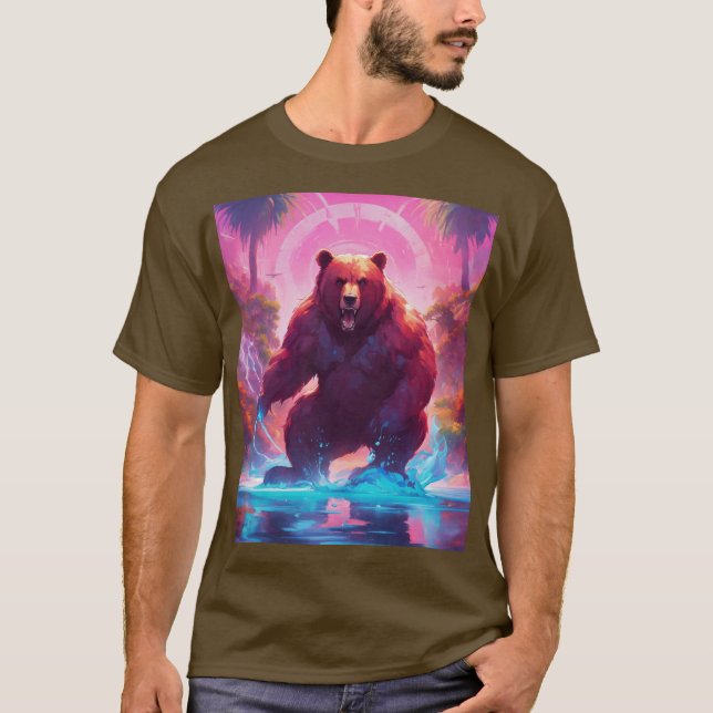 Urso Grizzly Majestoso na Camiseta Florestal" (Frente)