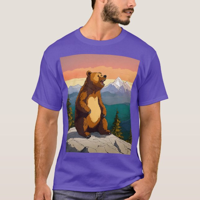 Urso Grizzly Majestoso na Camiseta Florestal" (Frente)