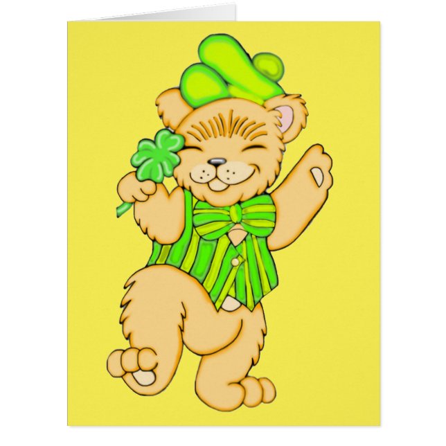 Urso Irlandês com Cartão de Saudação Gigante Shamr (Frente)