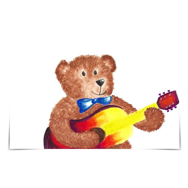 Urso Jogando Violão - Cartão de Água de Aniversári (Criador carregado)