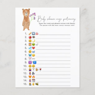 Urso - Jogo de imagens de emoji baby shower