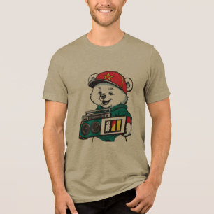 Urso legal com Camisa-T da Caixa de Boombox
