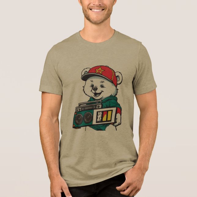 Urso legal com Camisa-T da Caixa de Boombox (Frente)