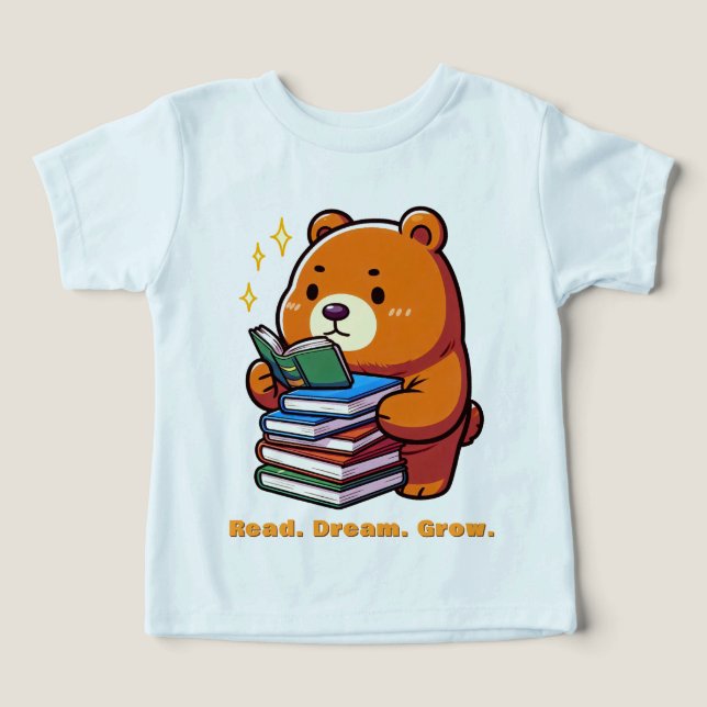 Urso Leitor Fofo com Livros Kawaii (Design frontal)
