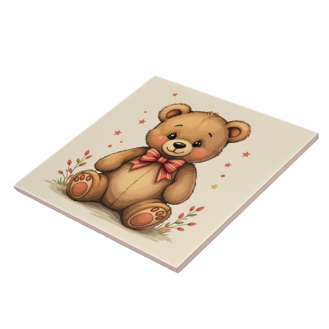 Urso marrom pequeno e fofo com gravata (Lateral)