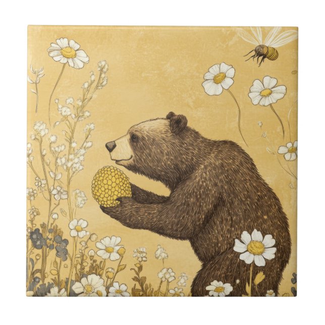 Urso Mel em Prado de Flores Silvestres (Frente)