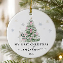 Urso Meu Primeiro Natal Enfeite de Cerâmica