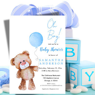 Urso Minimalista 'Oh Menino!' Convite para chás de