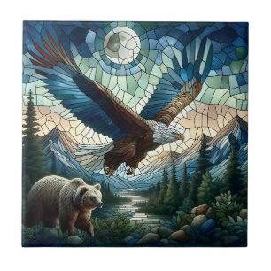 Urso Mosaico e Águia nas Montanhas