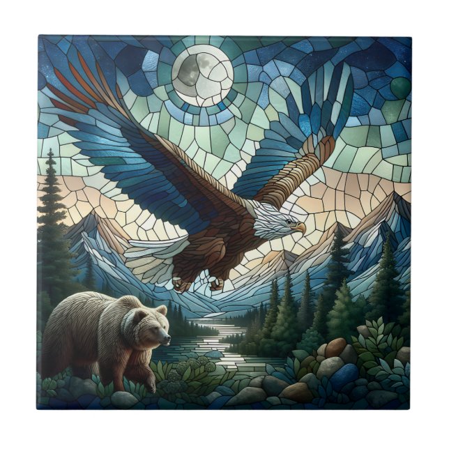 Urso Mosaico e Águia nas Montanhas (Frente)