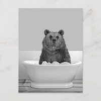 Urso na banheira Banho de espuma  Cartão postal