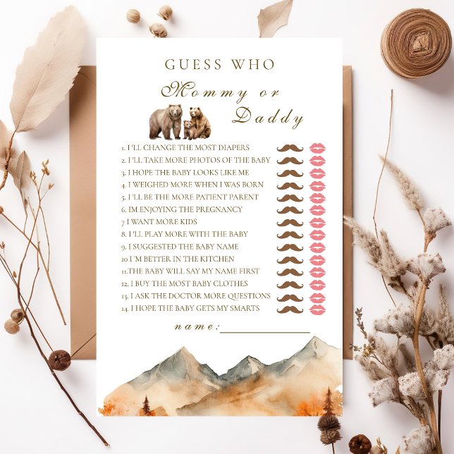 Urso Neutro Adorável Adivinha Quem Mamãe ou Pai (Criador carregado)